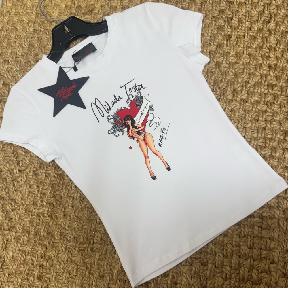 NWT White Fox Mikaela Testa Baby Tee